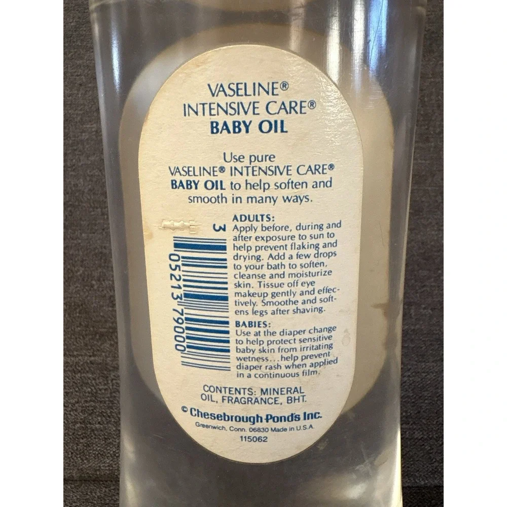 NEW! Vintage 1980s 80s Vaseline Intensive Care Baby‎ Oil 16oz Bottle, Movie Prop